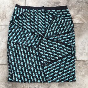 OSCAR DE LA RENTA MADE IN ITALY EUC LINED TWEED GEO CUT PENCIL SKIRT SIZE 10